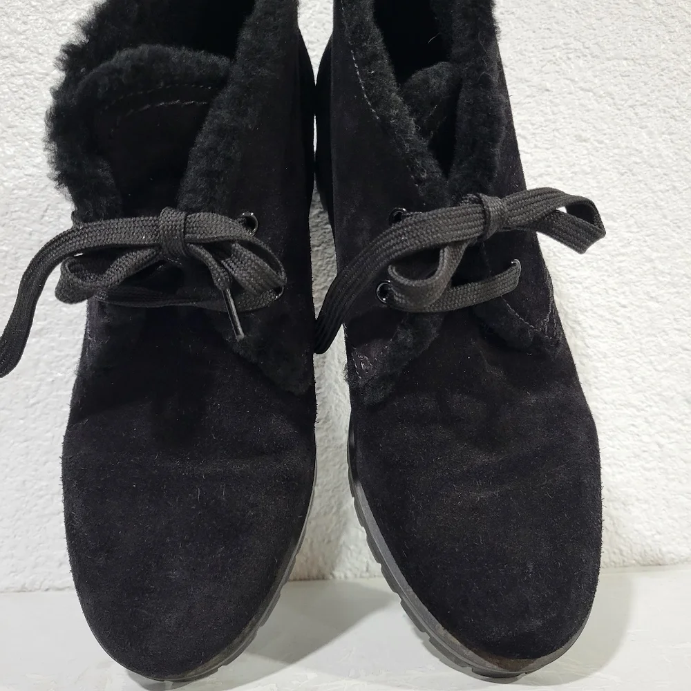 Prada Suede and Shearling Ankle Boots Size EU 39 / US 8.5 Black